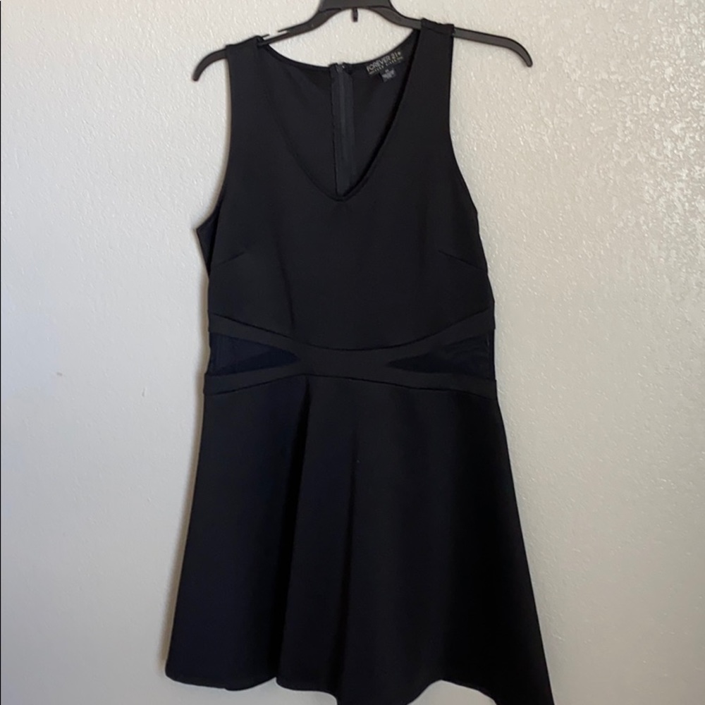 Forever21 black skater dress w/ mesh cutouts